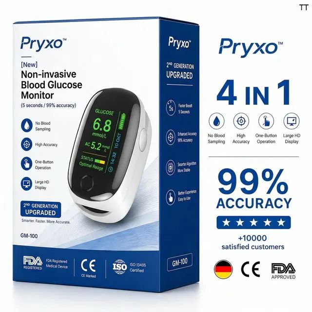 2026 Pryxo™ GM-100 Non-Invasive Monitor – 5 Seconds / 99% Accuracy